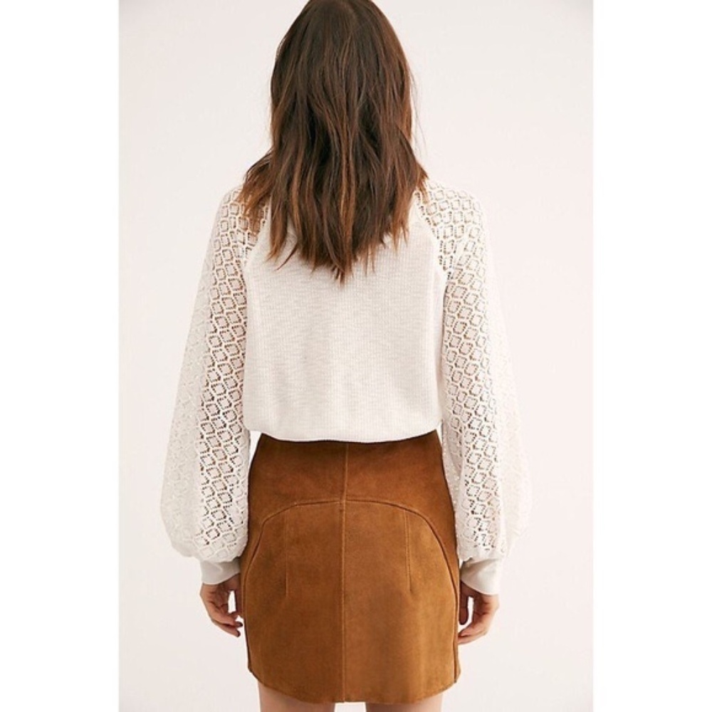 Free People White Lace Sleeve Top - Picture 7 of 15